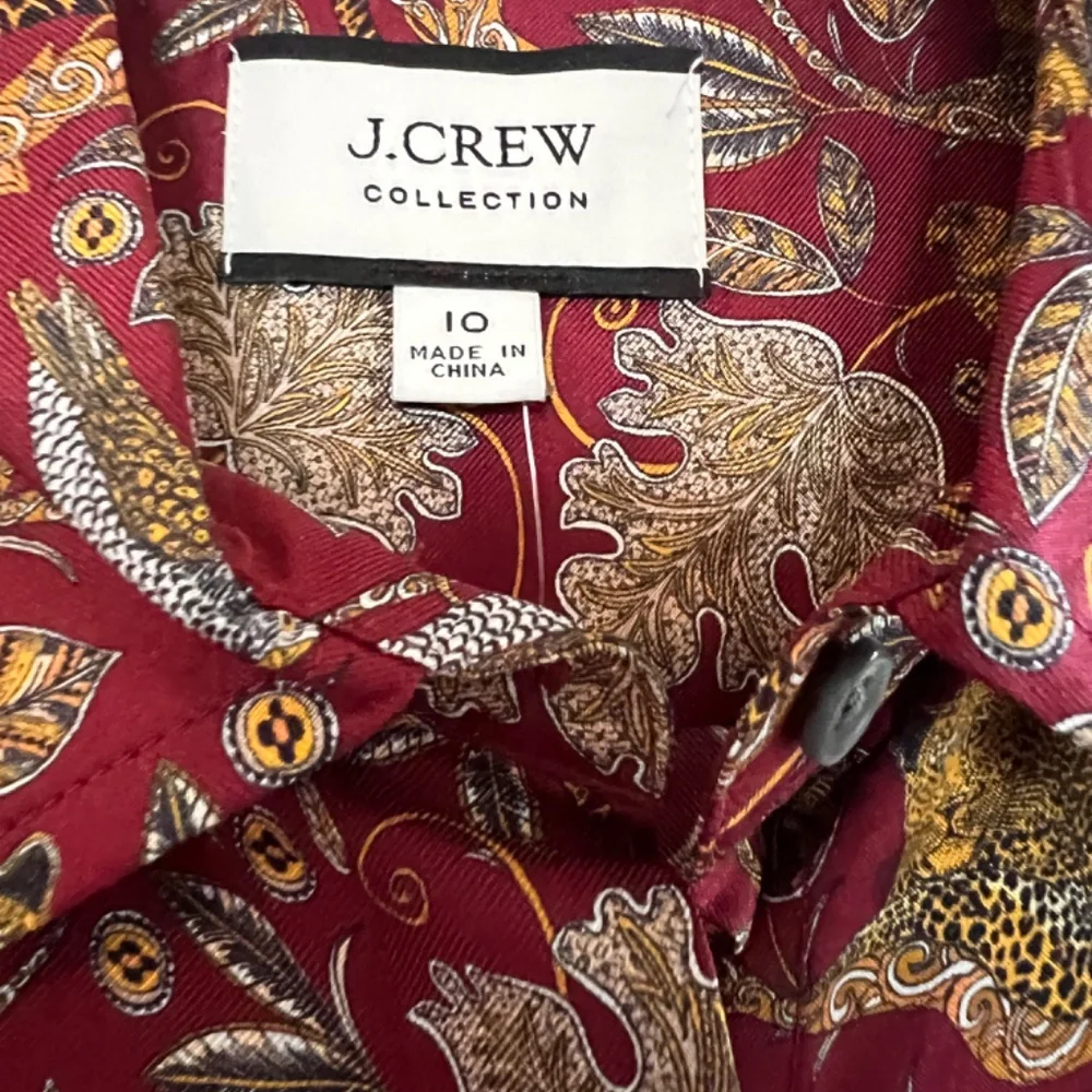 J.Crew Collection Silk Twill Shirt in Jungle Cat Size 10 NWT - Picture 3 of 9